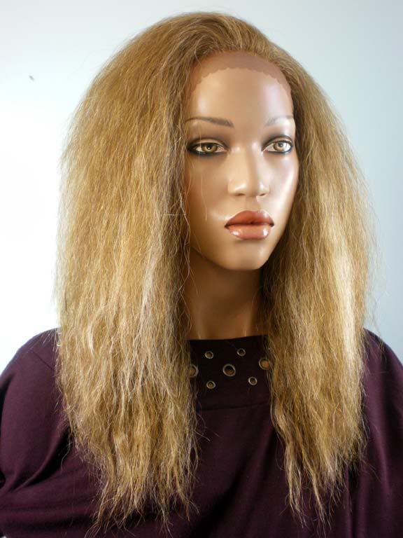 Kinky Natural Straight Lace Front Synthetic Wig Blonde 0483